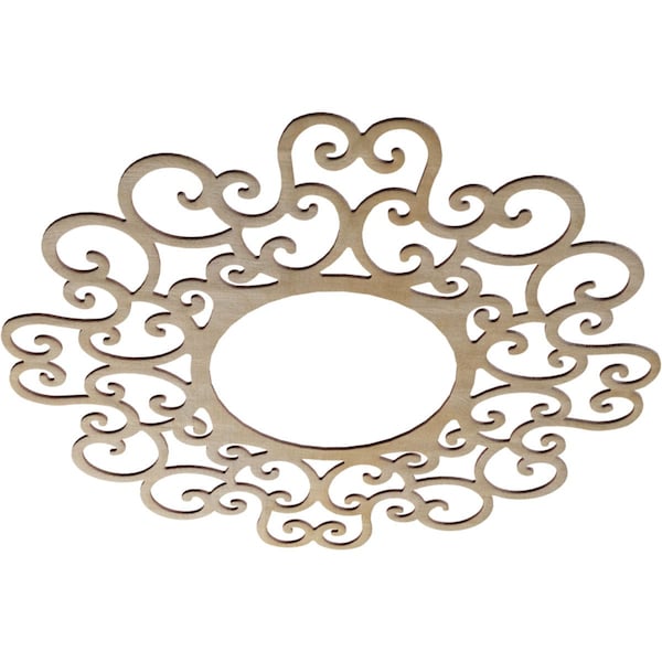 Reims Wood Fretwork Pierced Ceiling Medallion, Hickory, 36OD X 13 3/4ID X 1/4T